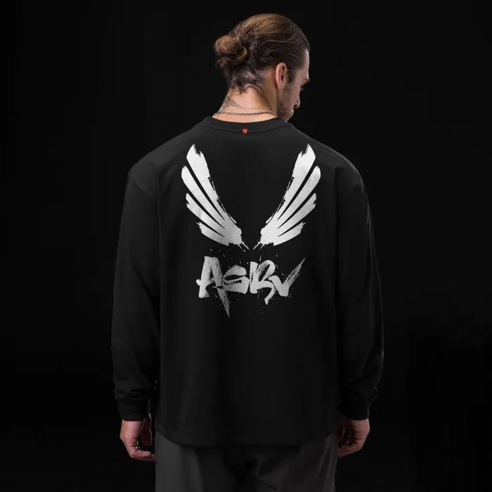 ASRV Long Sleeves Men Tech Essential Relaxed Long Sleeve Black 034brush Wingsasrv034