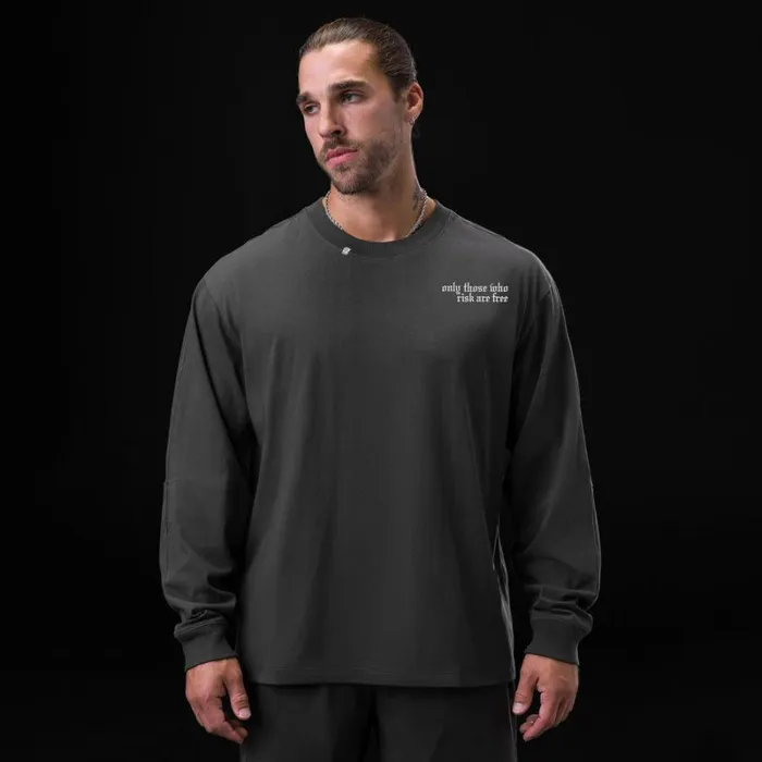 ASRV Long Sleeves Men Tech Essential Relaxed Long Sleeve Space Grey 034brush Wingsasrv034