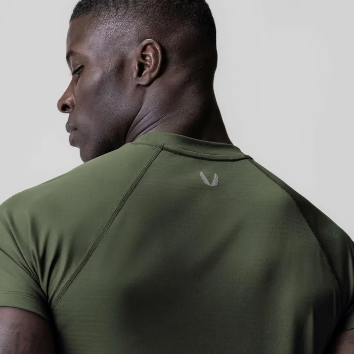 ASRV Short Sleeves Men 3DLite 20 Lycra Fitted Tee Olive 034otwr034