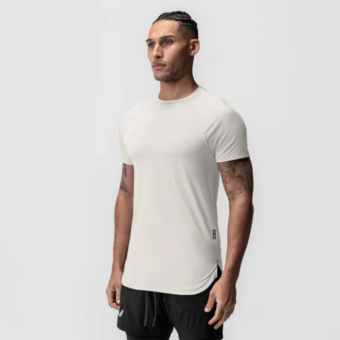 ASRV Short Sleeves Men AeroSilver Established Tee Ivory Cream