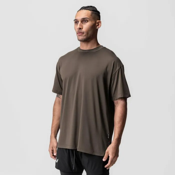 ASRV Short Sleeves Men AeroSilver Oversized Tee Deep Taupe