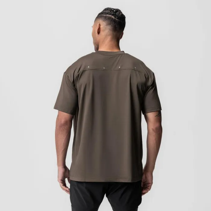 ASRV Short Sleeves Men AeroSilver Oversized Tee Deep Taupe
