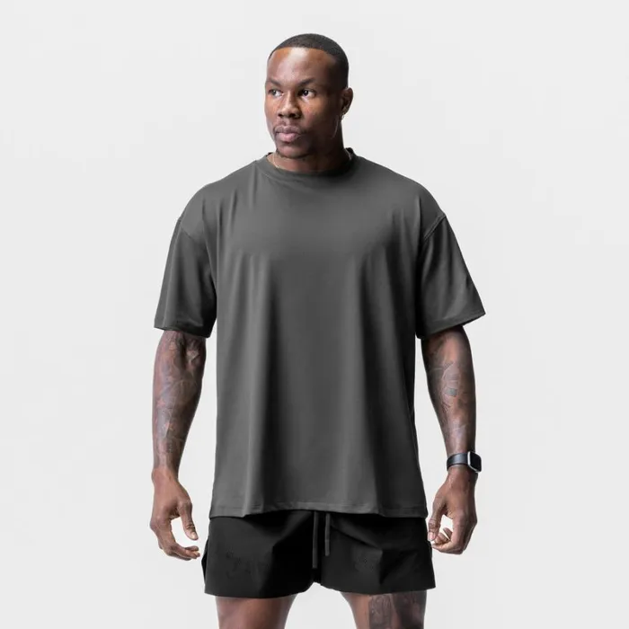 ASRV Short Sleeves Men Core Mesh Oversized Tee Space Grey