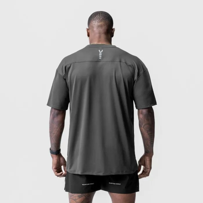 ASRV Short Sleeves Men Core Mesh Oversized Tee Space Grey