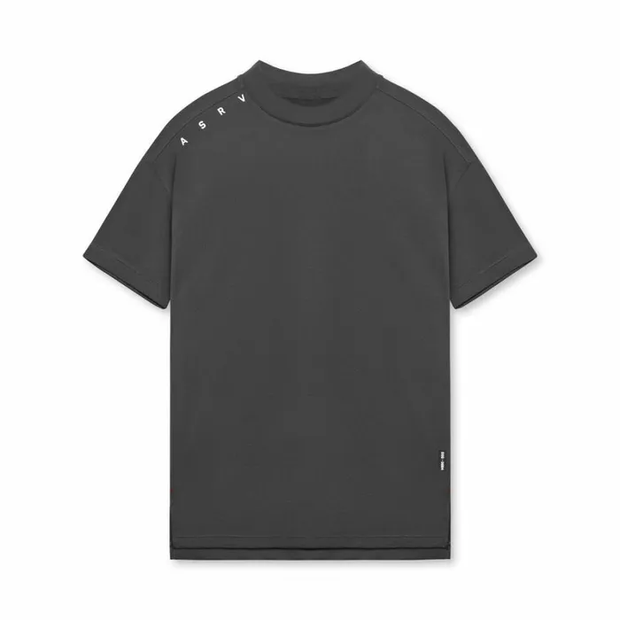ASRV Short Sleeves Men Core Mock Neck Tee Space Grey