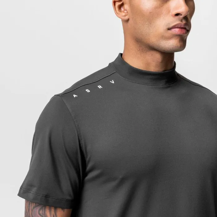 ASRV Short Sleeves Men Core Mock Neck Tee Space Grey