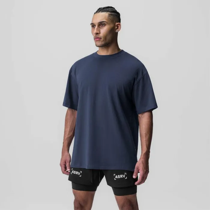 ASRV Short Sleeves Men Supima Oversized Tee Navy