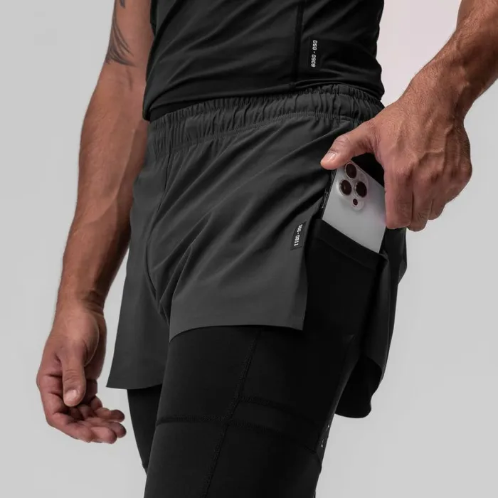 ASRV Shorts Men TetraLite 2in1 High Split Legging Short Space Grey 034cyber034black