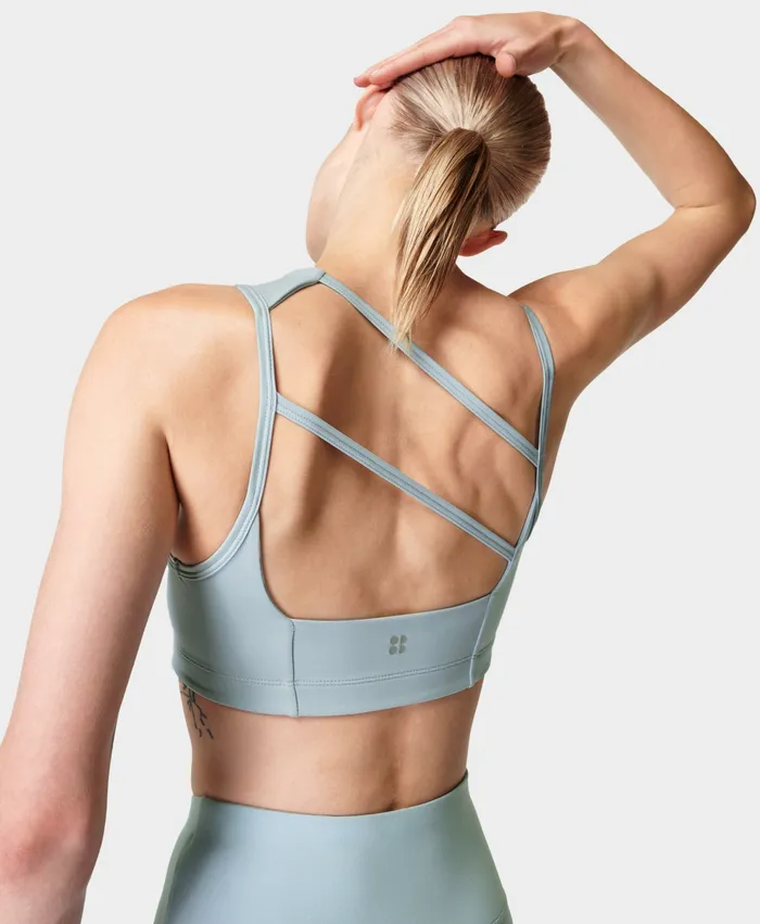 Asymmetric Sculpt Bra Aluminium Blue Women Underwear Sweaty Betty