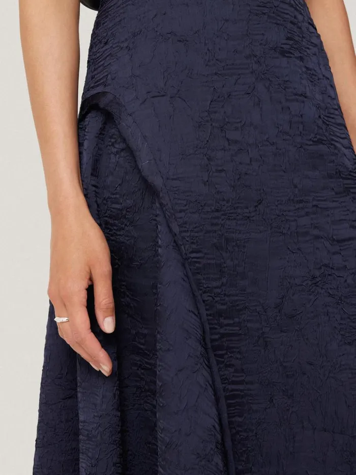 Asymmetric Textured Skirt Navy Women Jigsaw Coords