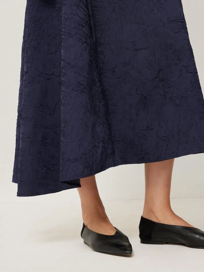 Asymmetric Textured Skirt Navy Women Jigsaw Coords