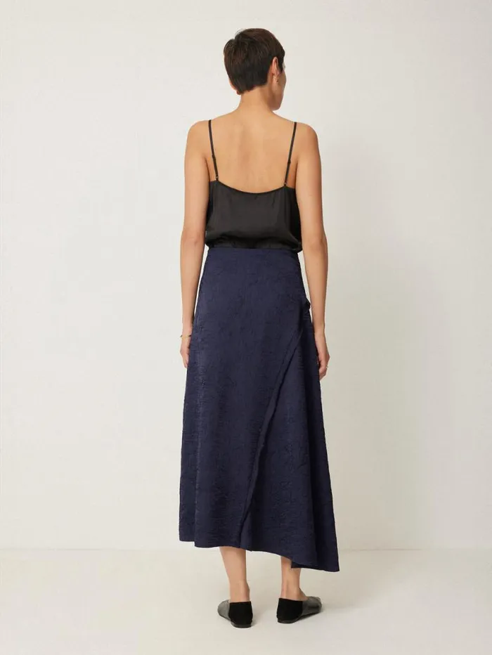 Asymmetric Textured Skirt Navy Women Jigsaw Coords