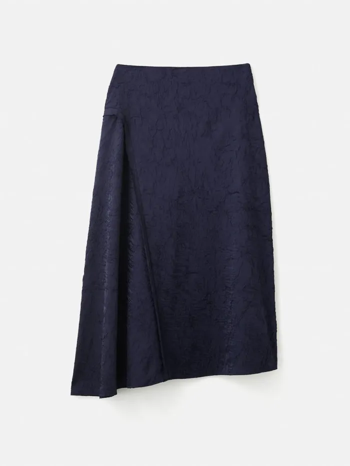 Asymmetric Textured Skirt Navy Women Jigsaw Coords