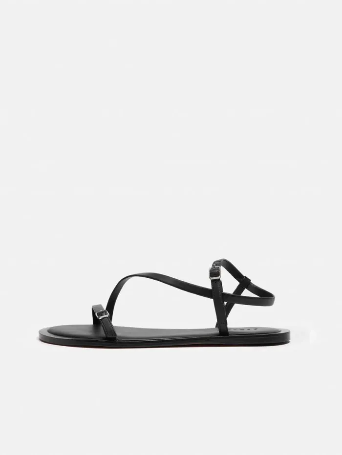 Asymmetrical Strappy Sandal Black Women Jigsaw Flats