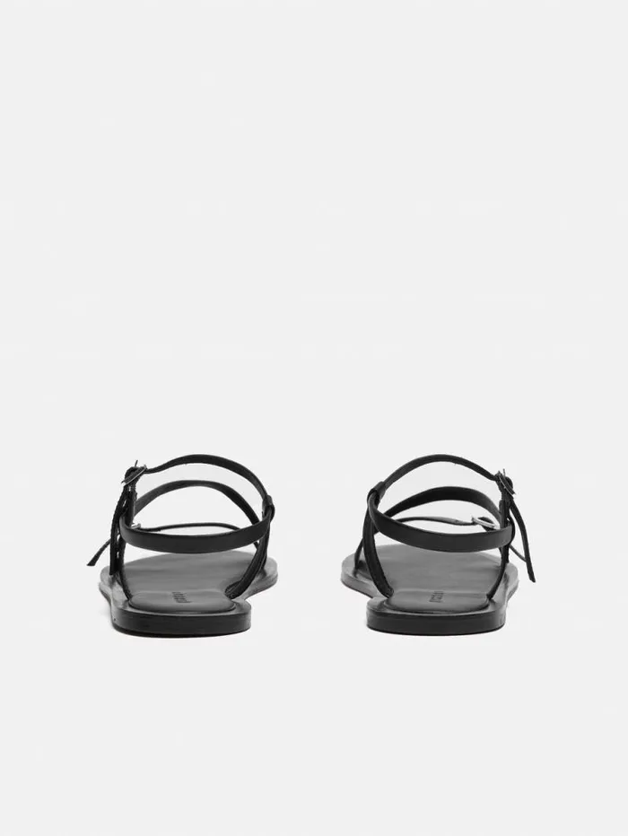 Asymmetrical Strappy Sandal Black Women Jigsaw Flats