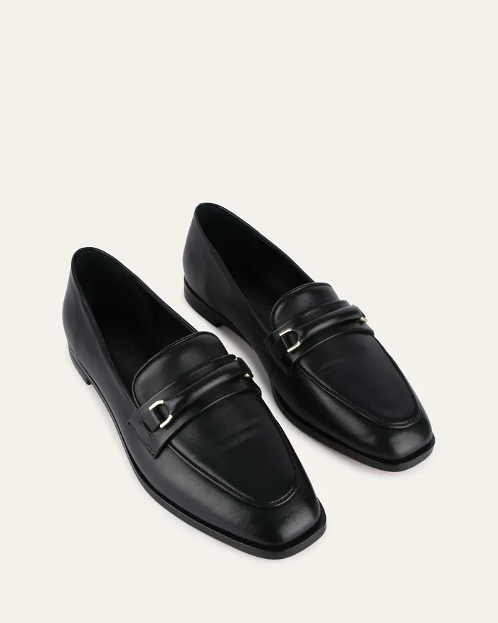 Athena loafers black leather LACE UP and LOAFERS jomercer Women