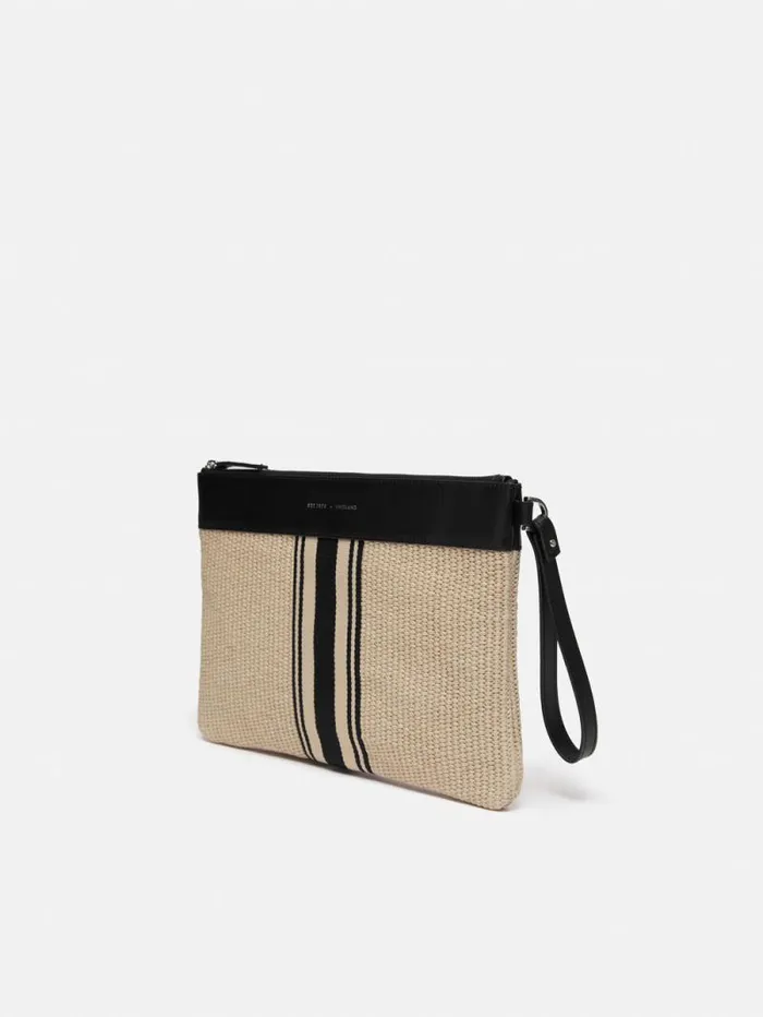 Athena Stripe Woven Pouch Natural Women Jigsaw Bags