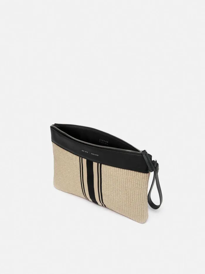 Athena Stripe Woven Pouch Natural Women Jigsaw Bags