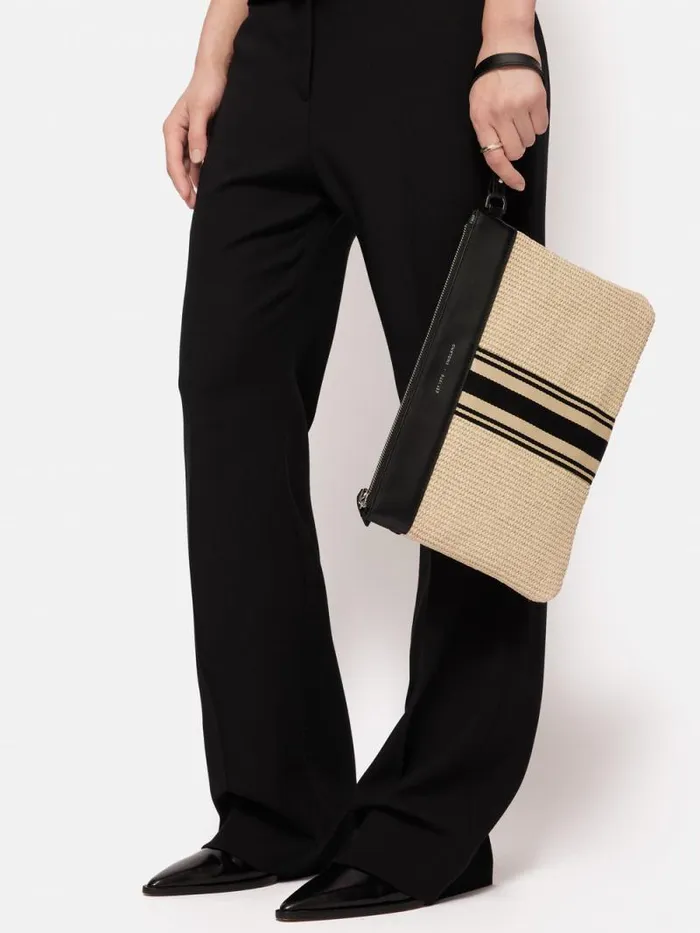 Athena Stripe Woven Pouch Natural Women Jigsaw Bags