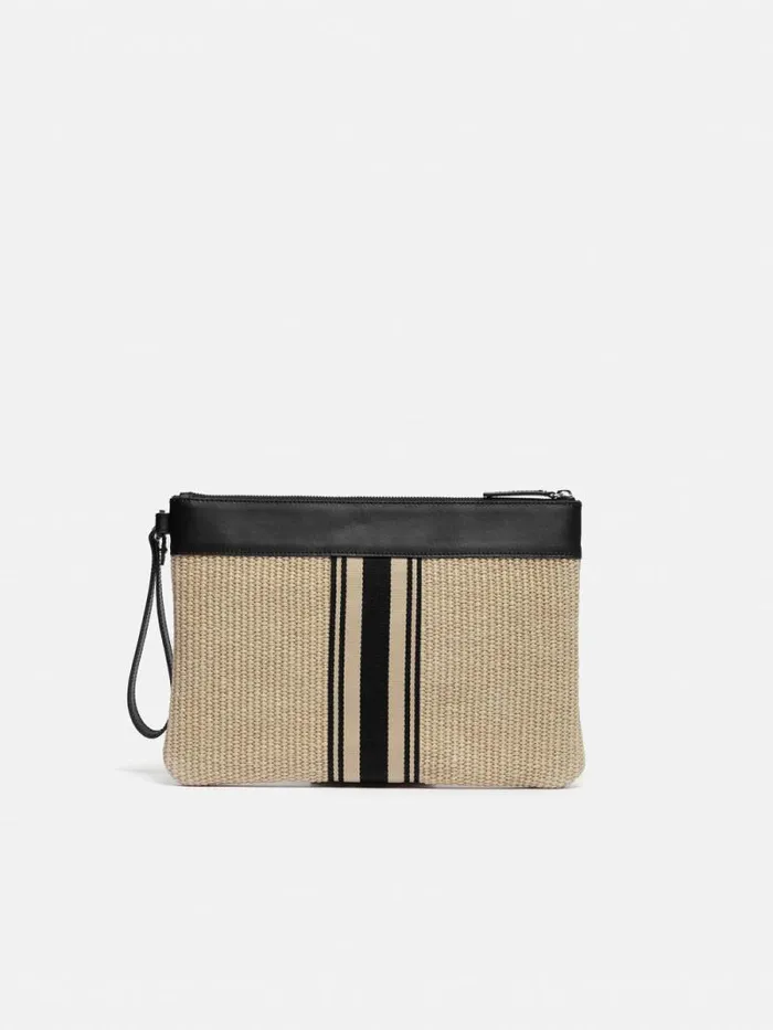 Athena Stripe Woven Pouch Natural Women Jigsaw Bags