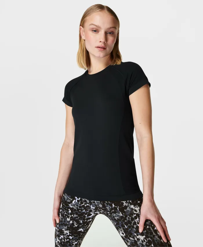 Athlete Seamless Gym TShirt Black Women TShirts Sweaty Betty