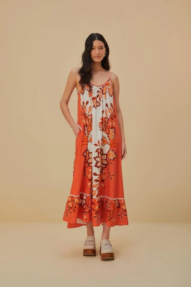 Aura Cream Lenzing Ecovero Euroflax Maxi Dress Women FARM Rio Maxi Dresses