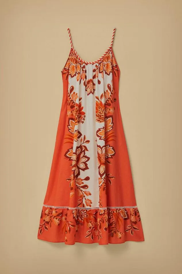 Aura Cream Lenzing Ecovero Euroflax Maxi Dress Women FARM Rio Maxi Dresses
