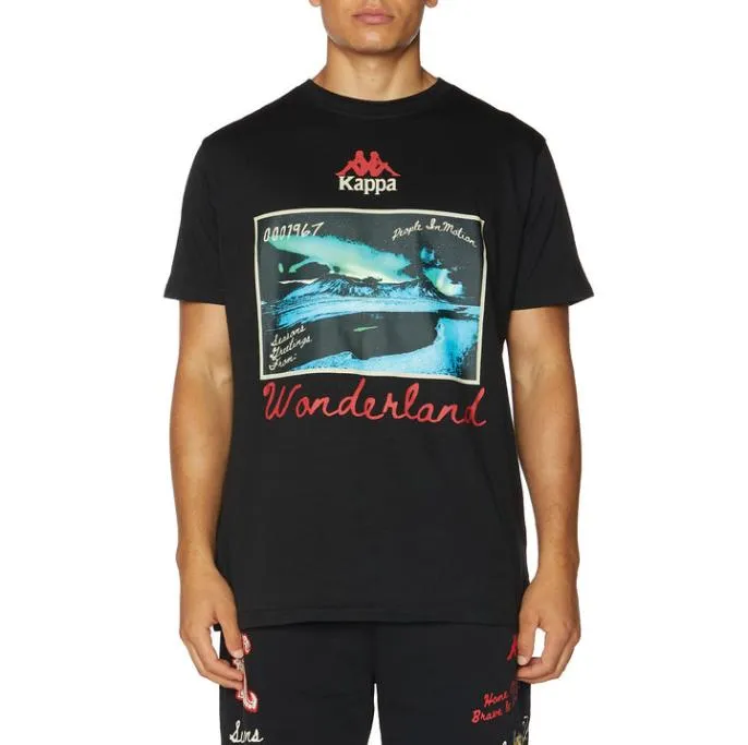 Authentic Recvo TShirt 8211 Black Black Men Kappa TShirts