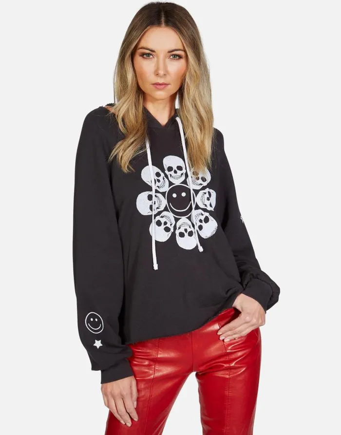 Autumn Happy Skull Flower Onyx Women Lauren Moshi Hoodies
