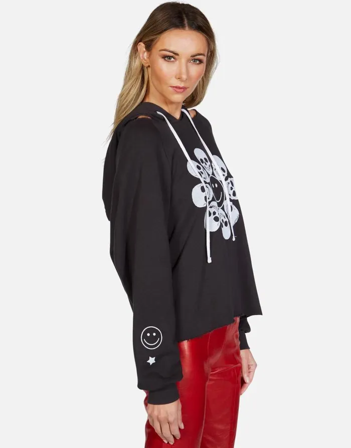 Autumn Happy Skull Flower Onyx Women Lauren Moshi Hoodies