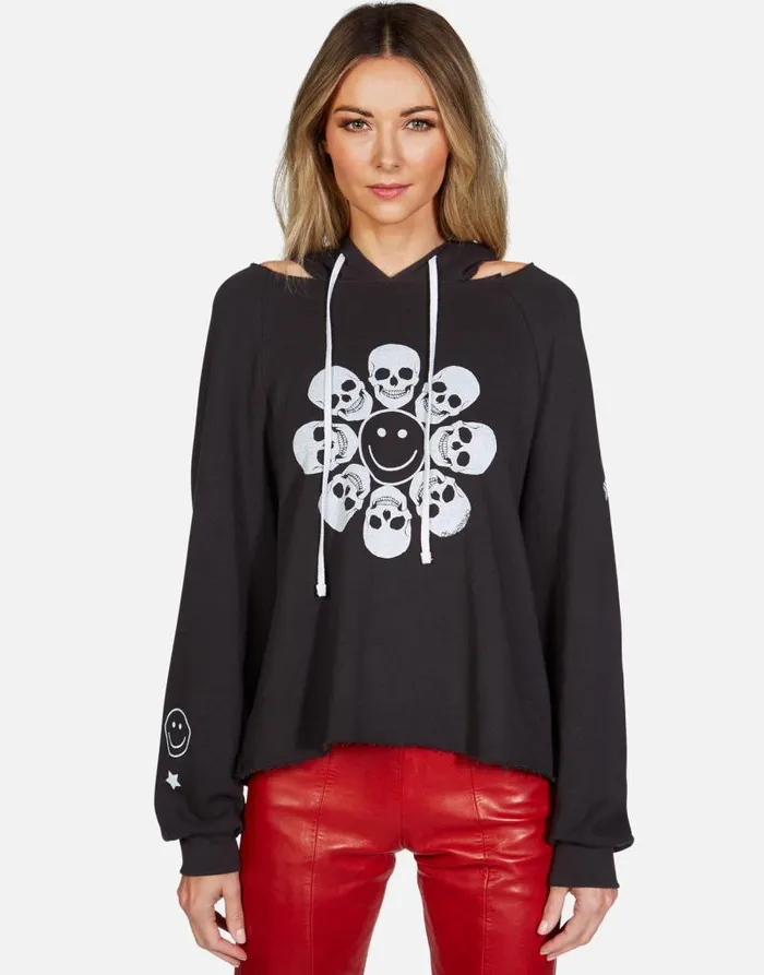 Autumn Happy Skull Flower Onyx Women Lauren Moshi Hoodies