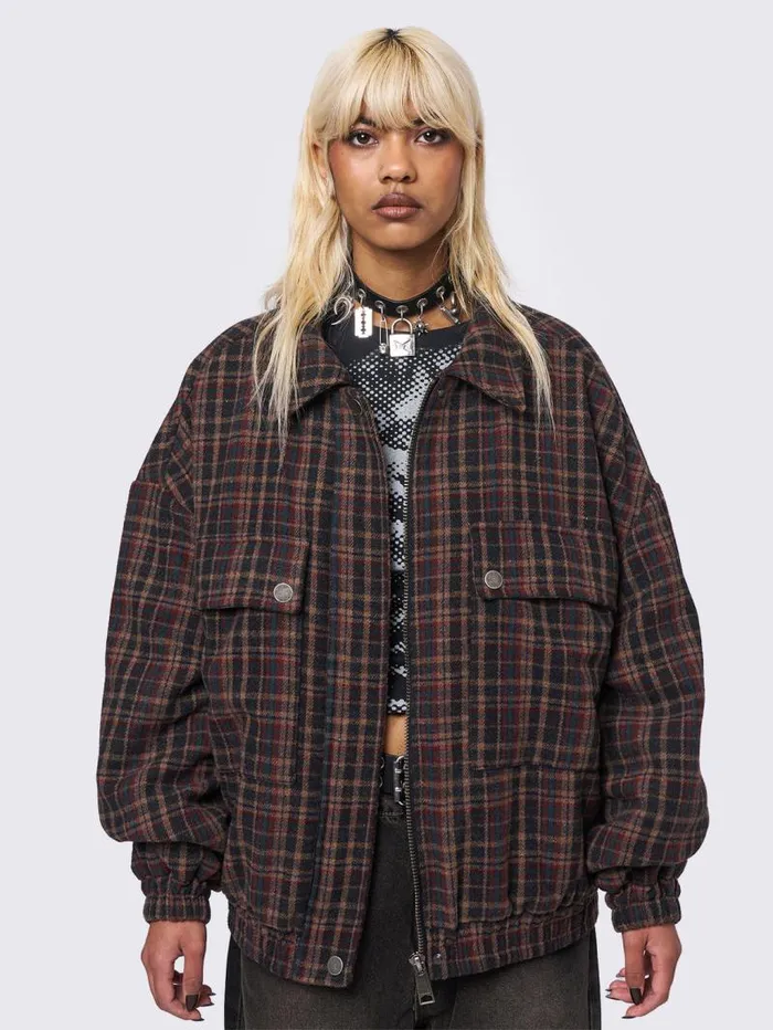 Ava Plaid Bomber Jacket Women Minga London Jackets