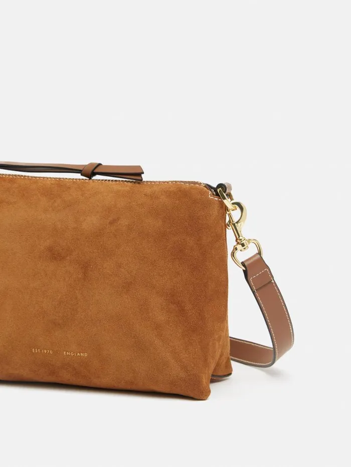 Ava Suede Cross Body Tan Women Jigsaw Wallets and Card Holders