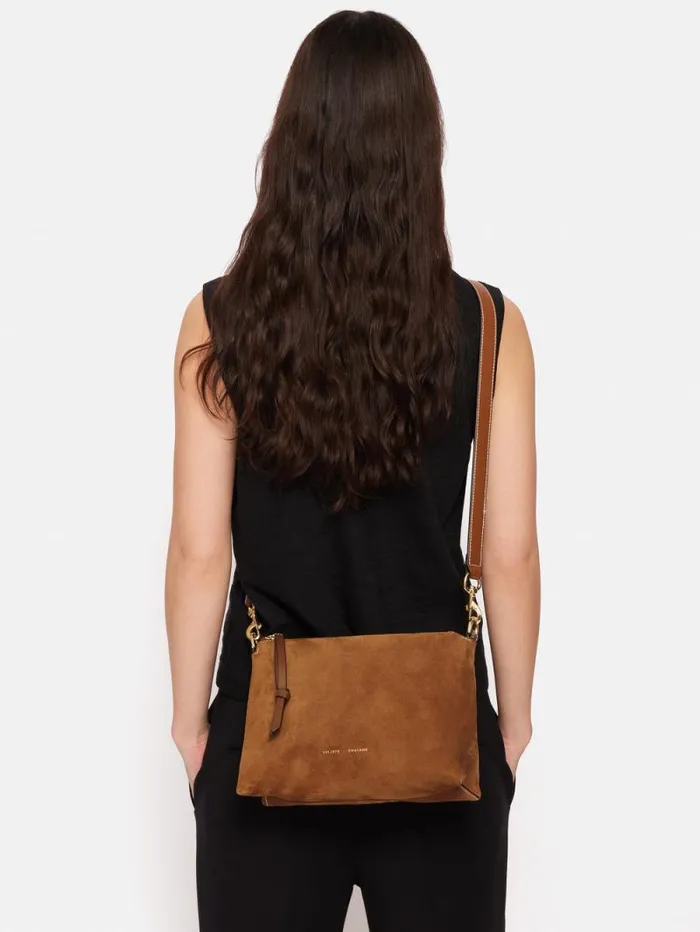 Ava Suede Cross Body Tan Women Jigsaw Wallets and Card Holders
