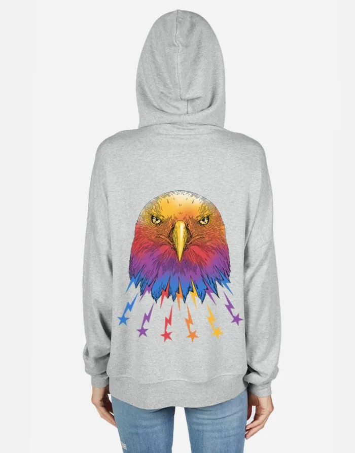 Avalyn Rainbow Lightning Eagle Heather Grey Women Lauren Moshi Hoodies
