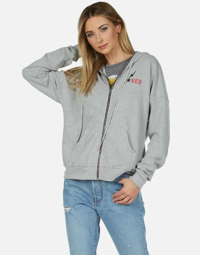 Avalyn Rainbow Lightning Eagle Heather Grey Women Lauren Moshi Hoodies