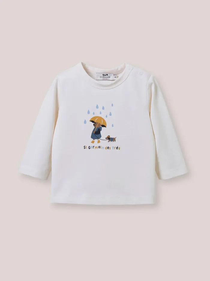 Baby Baby Boy Cyrillus Organic Cotton TShirt Ecru