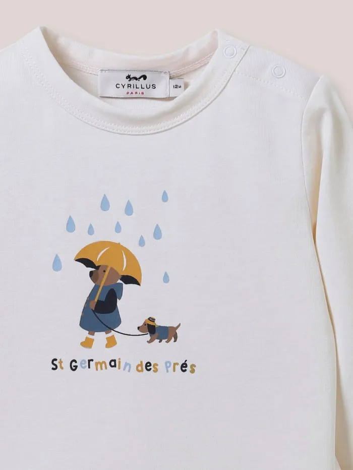 Baby Baby Boy Cyrillus Organic Cotton TShirt Ecru