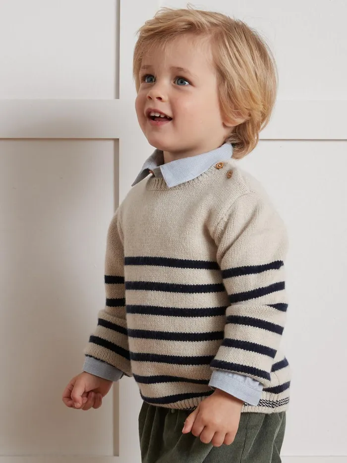 Baby Baby Boy Cyrillus Striped Wool Sweater Rayure Bleue