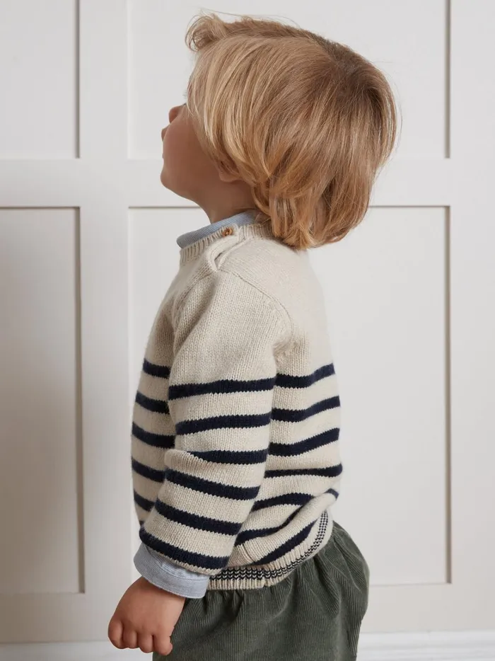 Baby Baby Boy Cyrillus Striped Wool Sweater Rayure Bleue