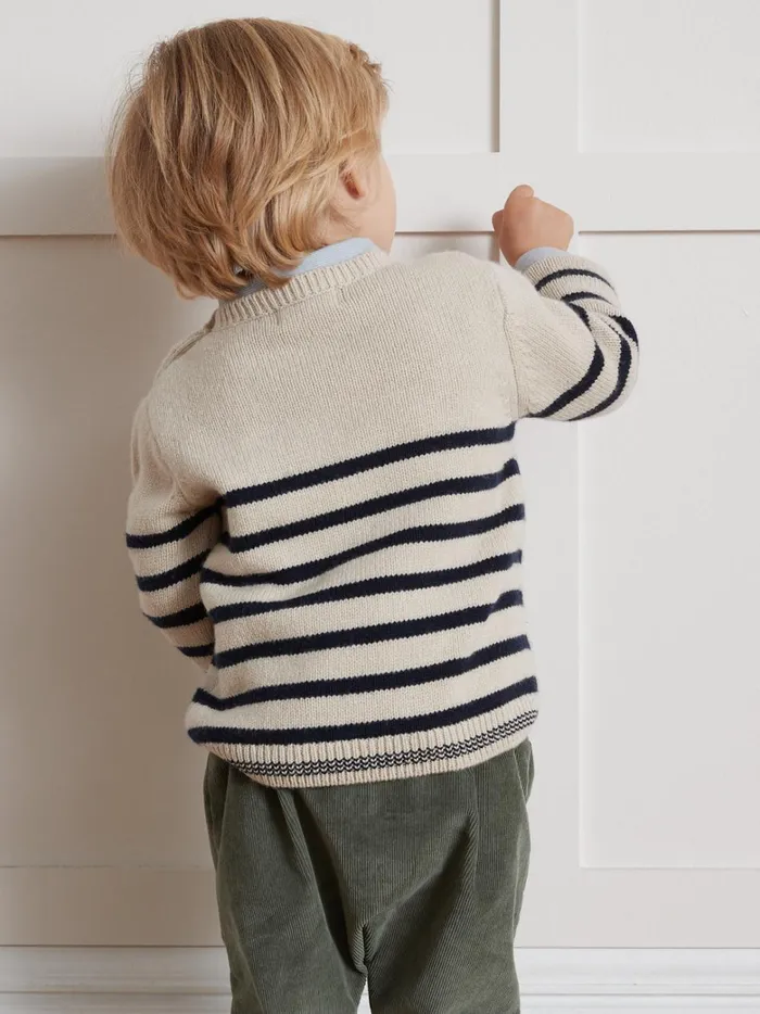 Baby Baby Boy Cyrillus Striped Wool Sweater Rayure Bleue