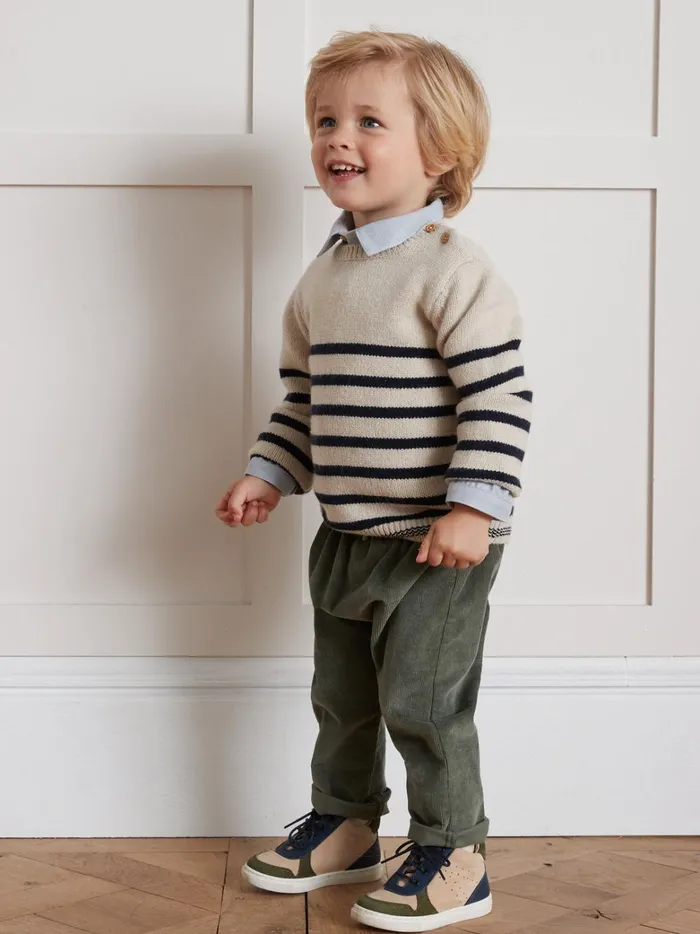 Baby Baby Boy Cyrillus Striped Wool Sweater Rayure Bleue