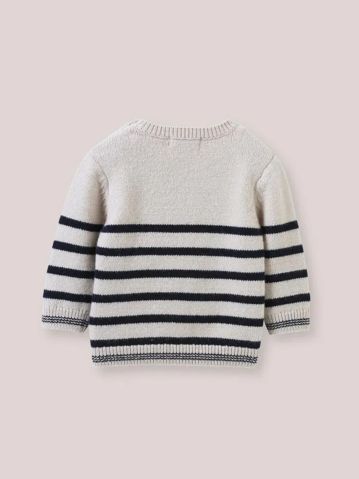 Baby Baby Boy Cyrillus Striped Wool Sweater Rayure Bleue