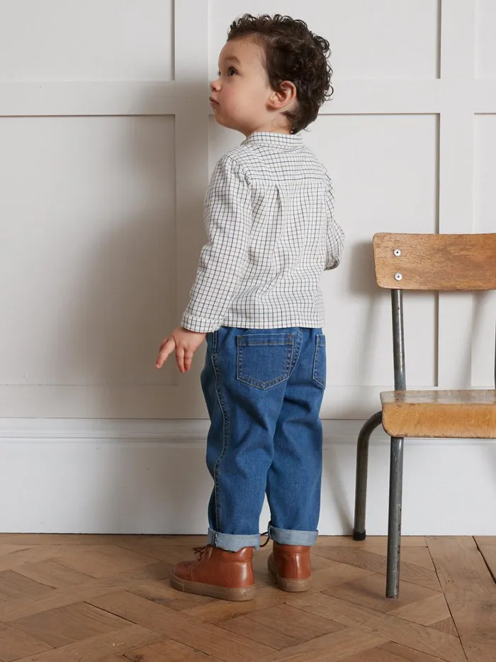 Baby Baby Boy Cyrillus Tattersall Check Shirt Carreaux Chocobleu