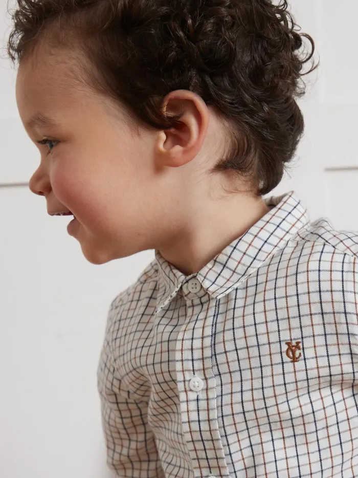 Baby Baby Boy Cyrillus Tattersall Check Shirt Carreaux Chocobleu