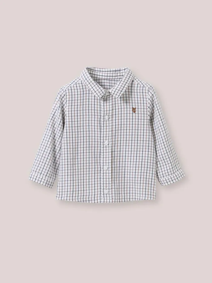Baby Baby Boy Cyrillus Tattersall Check Shirt Carreaux Chocobleu