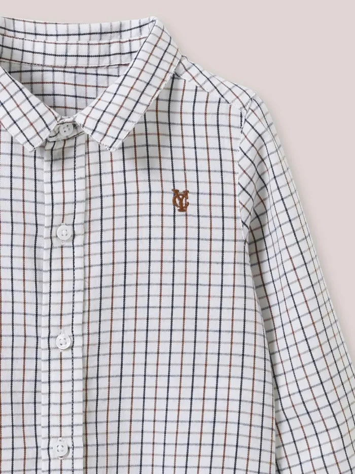 Baby Baby Boy Cyrillus Tattersall Check Shirt Carreaux Chocobleu