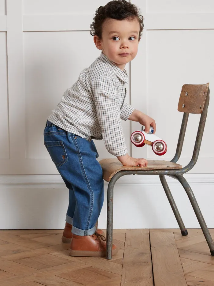 Baby Baby Boy Cyrillus Tattersall Check Shirt Carreaux Chocobleu