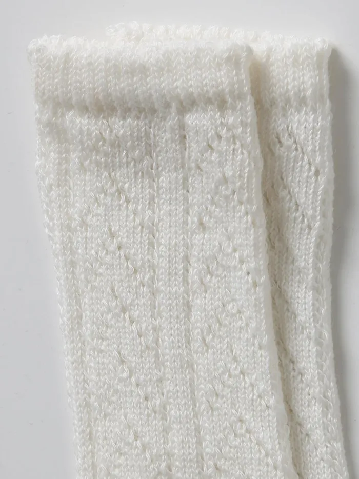 Baby Baby Girl Cyrillus KneeHigh Openwork Socks Ecru