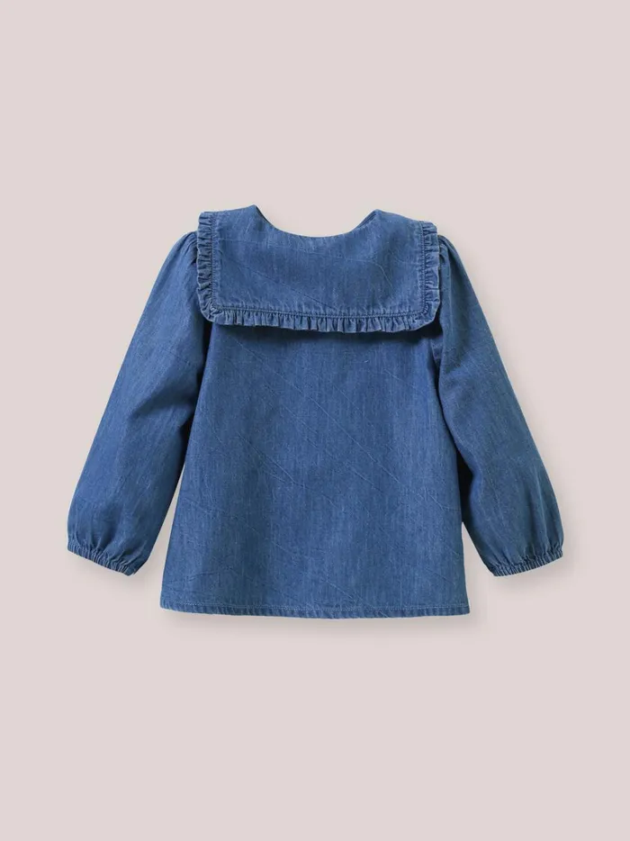 Baby Baby Girl Cyrillus Lightweight Denim Blouse Denim Bleu
